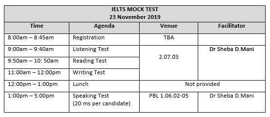 IMU IELTS Mock Test-Nov 2019